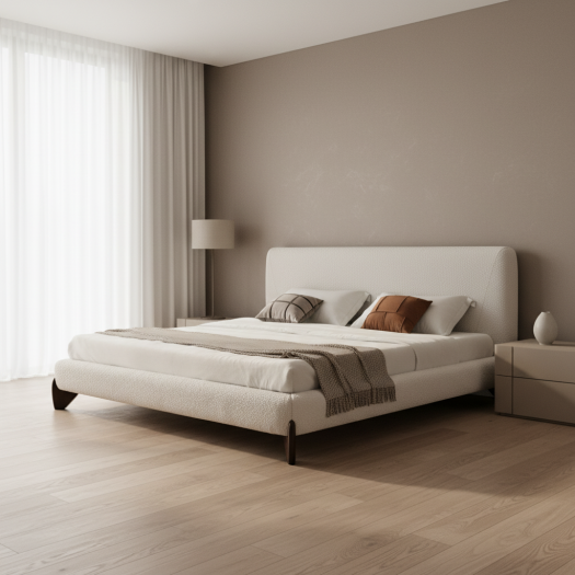 Aurora White Upholstered Bed