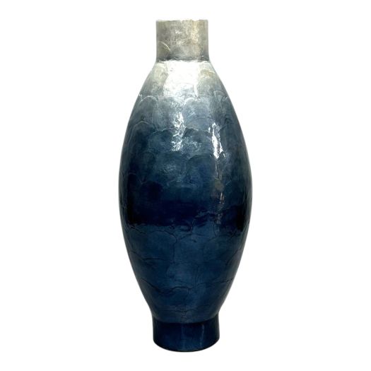 Ombre Capiz Vase, Ivory/blue