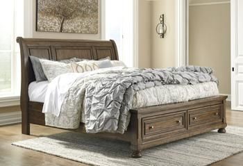 Flynnter King Sleigh Bed with 2 Storage Drawers