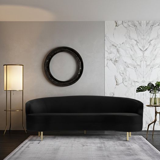 Baila Black Velvet Sofa