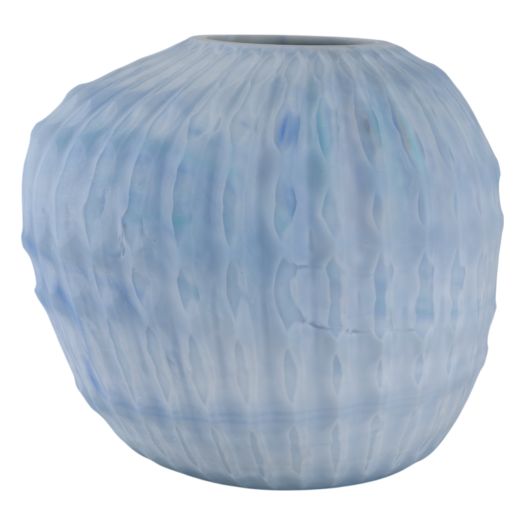 Warwick Blue Carved Glass Vase