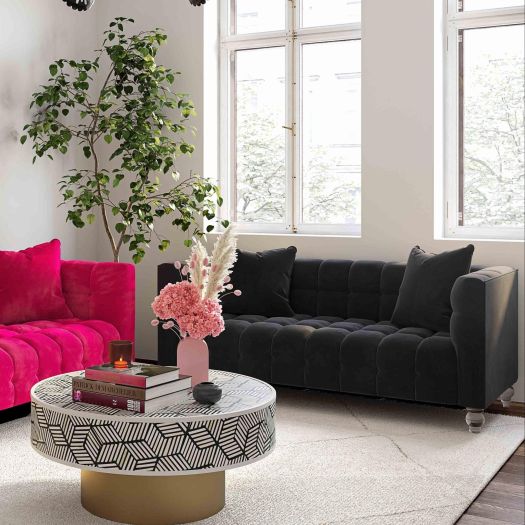 Bea Black Velvet Loveseat