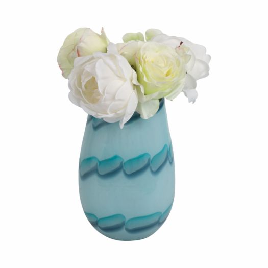 Bead Pattern Glass Vase, Blue