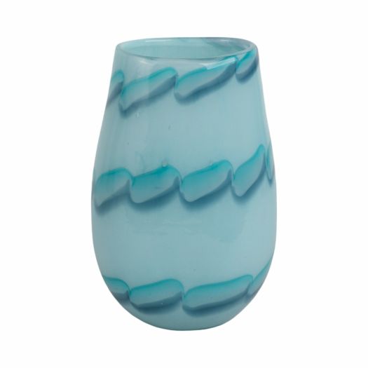 Bead Pattern Glass Vase, Blue