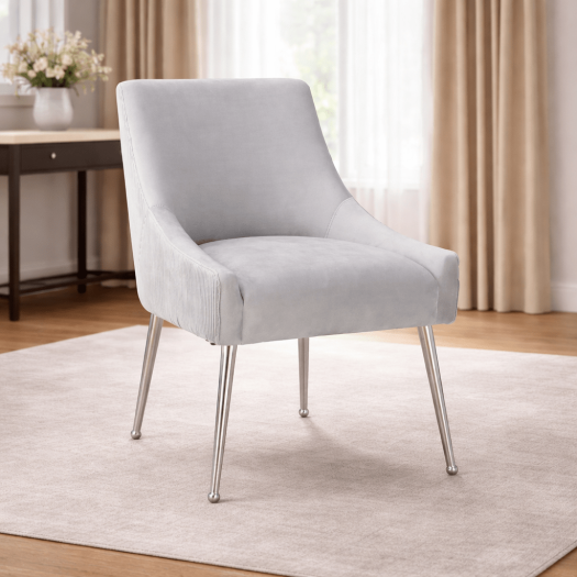 Beatrix Grey Linen Side Chair