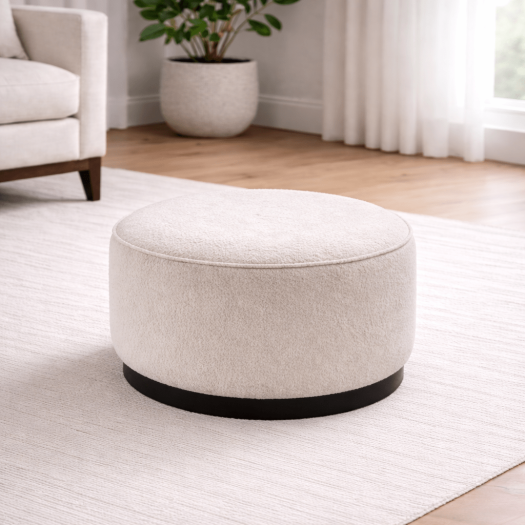 Beige Boucle Ottoman W55.5xH44cm