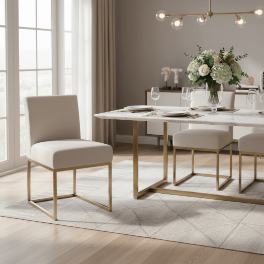 Beige Dining Chair Gold legs