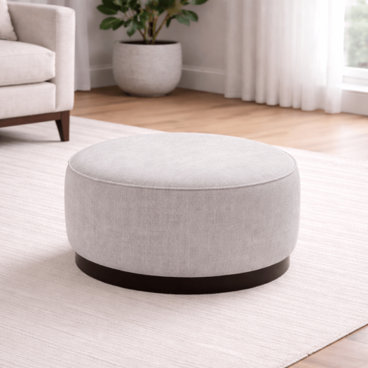 Beige Linen Ottoman W55.5xH44cm