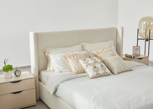Bisque Beige Upholstered Bed