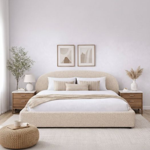 Boho Beige Tweed King bed