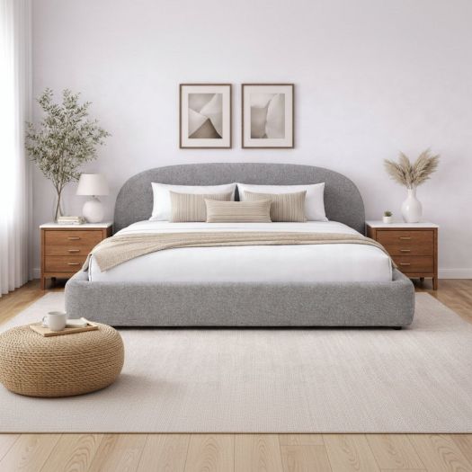 Boho Grey Tweed King bed