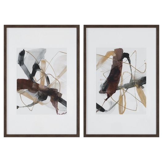 Burgundy Interjection Framed Prints, S/2