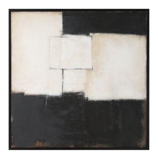 B&W ABSTRACT HAND PAINTED CANVAS