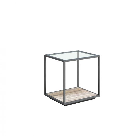 Amerah END TABLE - Gray Travertine Grey Finish