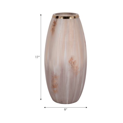 Curved Glass Vase Opal Finish, Ivory Multi