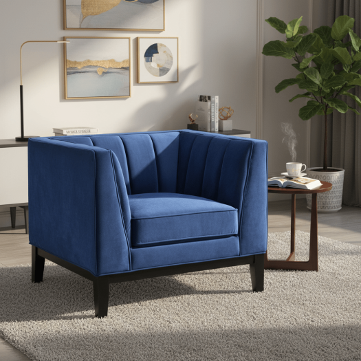 Calais Blue Velvet Chair