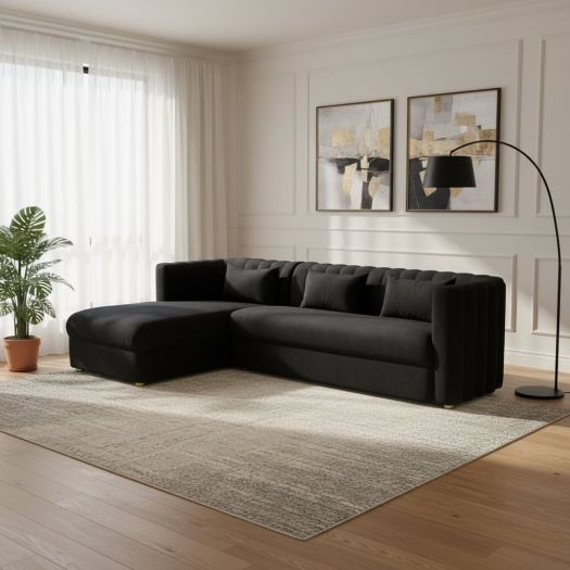 Callie Black Velvet Sectional - LAF