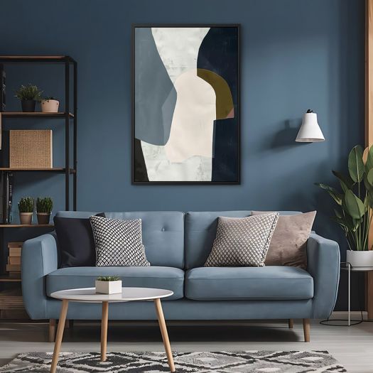 Dark Abstract Canvas Wall Art with Floating Frame