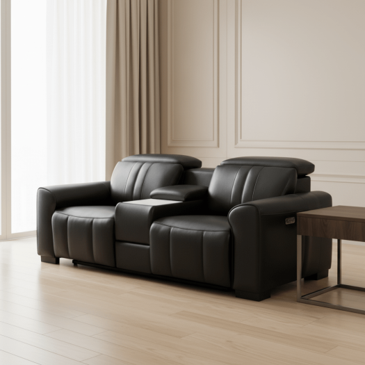 Canyon Luxe Black Leather Motion Power LAF (84cm)