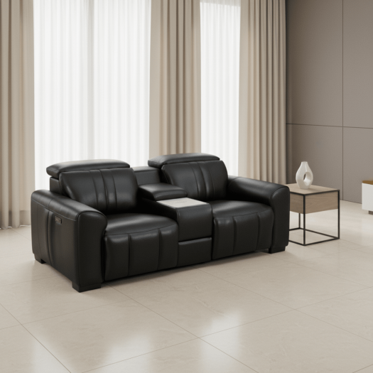 Canyon Luxe Black Leather Motion Power RAF (84cm)