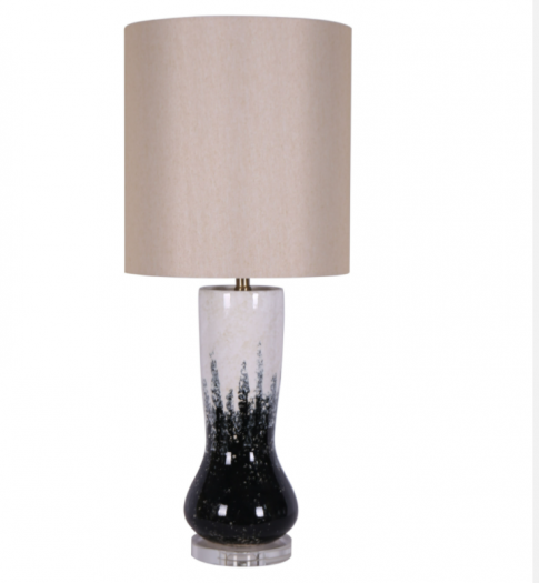 CERAMIC 34" TALL URN ATBLE LAMP, BLACK/WHITE