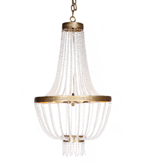 CRYSTAL BEAD 6 LIGHTS CHANDELIER, GOLD