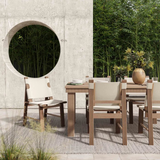 Cassie Natural Rectangular Outdoor Dining Table Set