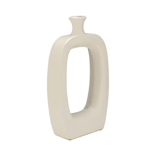 CER, 14" VASE W/CUT-OUT, CREAM