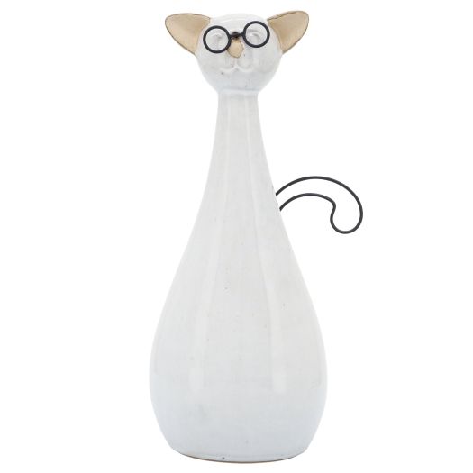 CER, 10H CHUBBY CAT W/ GLASSES, BEIGE