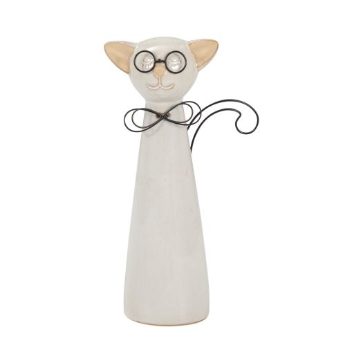 CER, 11H CAT W/ GLASSES, BEIGE