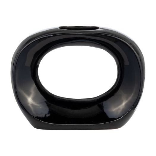 CER, 11H OVAL VASE, SHINY BLACK