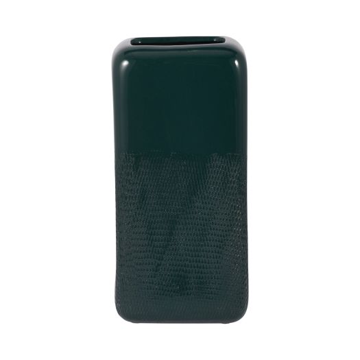 CER, 12 SQUARED GROOVED VASE, FOREST GREEN