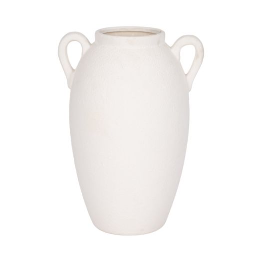 CER, 13 TEXTURED JUG W/ HANDLES, WHITE