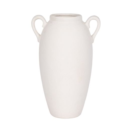 CER, 16 TEXTURED JUG W/ HANDLES, WHITE