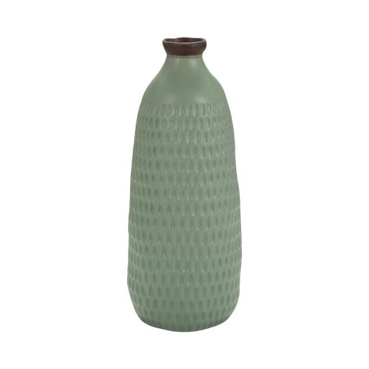 CER, 16H DIMPLED VASE, GREEN