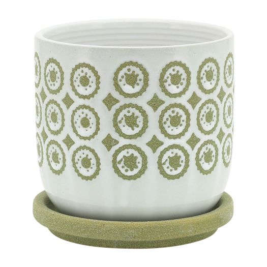 CER, 18H FLOWER TEMPLE JAR, WHT/BLU