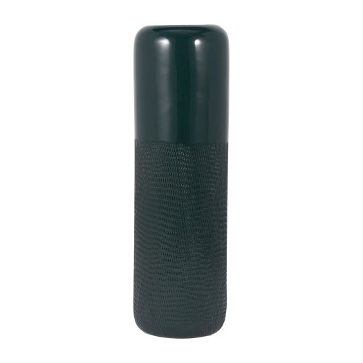 CER, 18H GROOVED VASE, FOREST GREEN