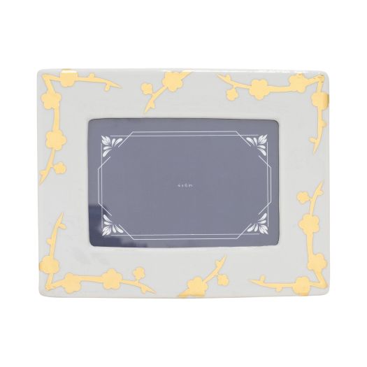 CER, 5X7 CHERRY BLOSSOM PHOTO FRAME, GOLD/WHITE