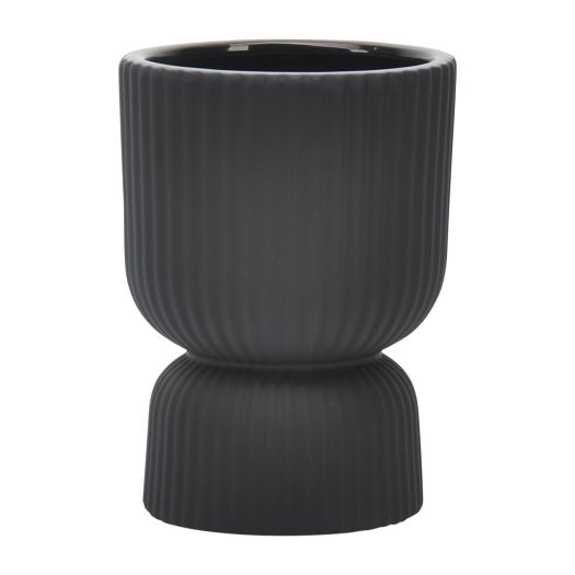 CER, 6H RIBBED VASE, BLACK