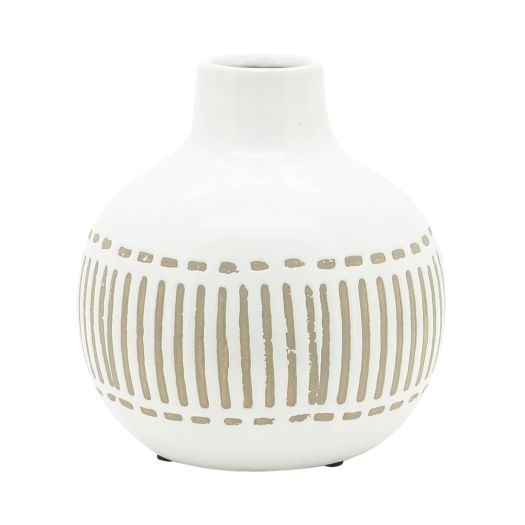 CER, 6H ROUND AZTEC VASE, GRAY