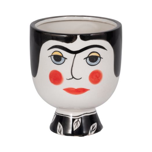 CER, 7H FRIDA FACE FLOWER VASE, BLK/WHT