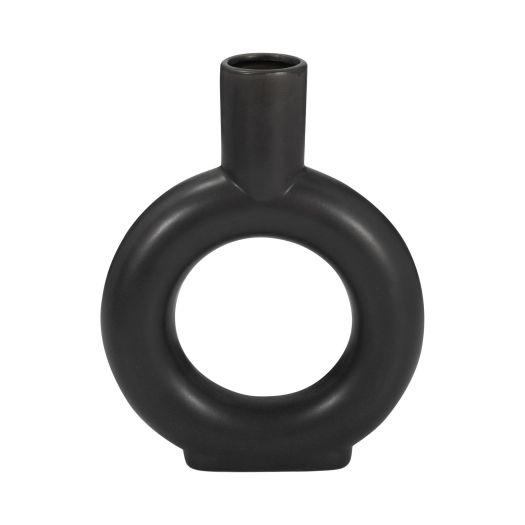 Cer, 9 Round Cut-Out Vase, Black