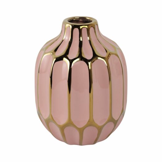 CERAMIC VASE 8, BLUSH/GOLD