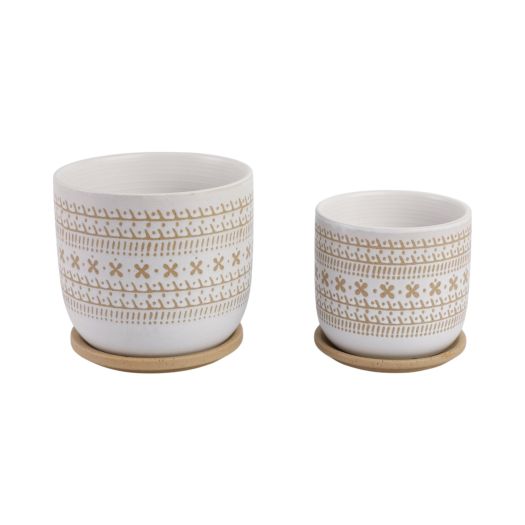 Cer?s/2 6/8 Planter W/ Saucer, Brown