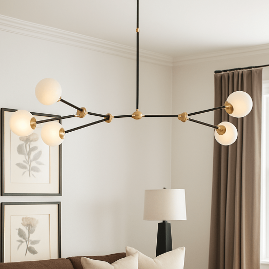 CHANDELIER W / 5 GLASS BALLS