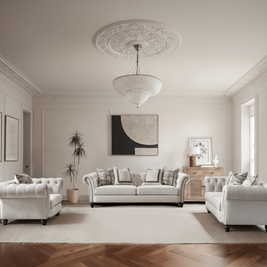 Chesterfield Cream Loveseat