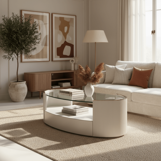 Classic - Love Oval Cocktail Table - Matte Pearl