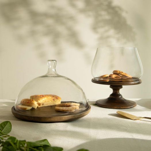 Clove Glass Cloche W/ Wooden Stand
