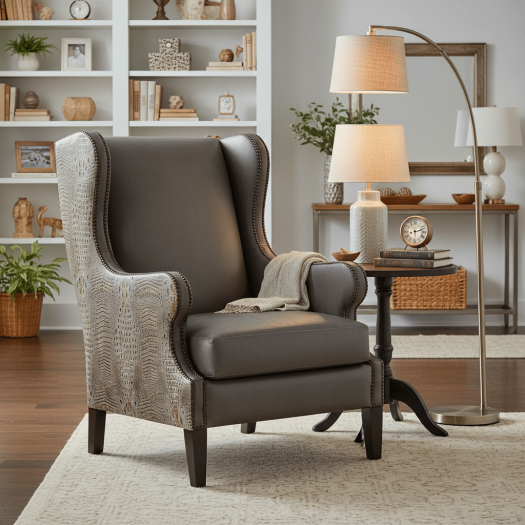 Club Chair with Faux Croc