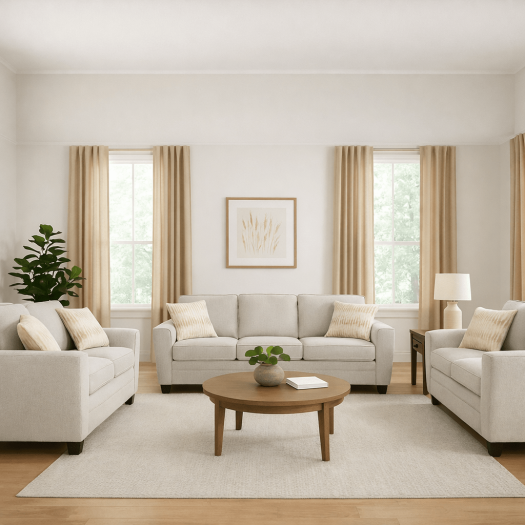 Confa Beige Living Room Set (Sofa + 2 Loveseat)
